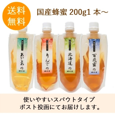 【国産蜂蜜】スパウト容器入り国産蜂蜜200g×1本【送料無料、ポスト投函にてお届け！】